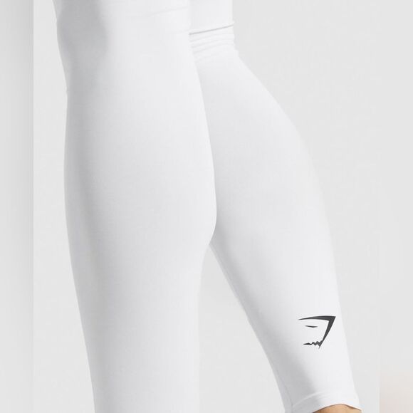 Gymshark Men's Element Baselayer Compression Fit Leggings Size S in White NWT‎ - Picture 3 of 7